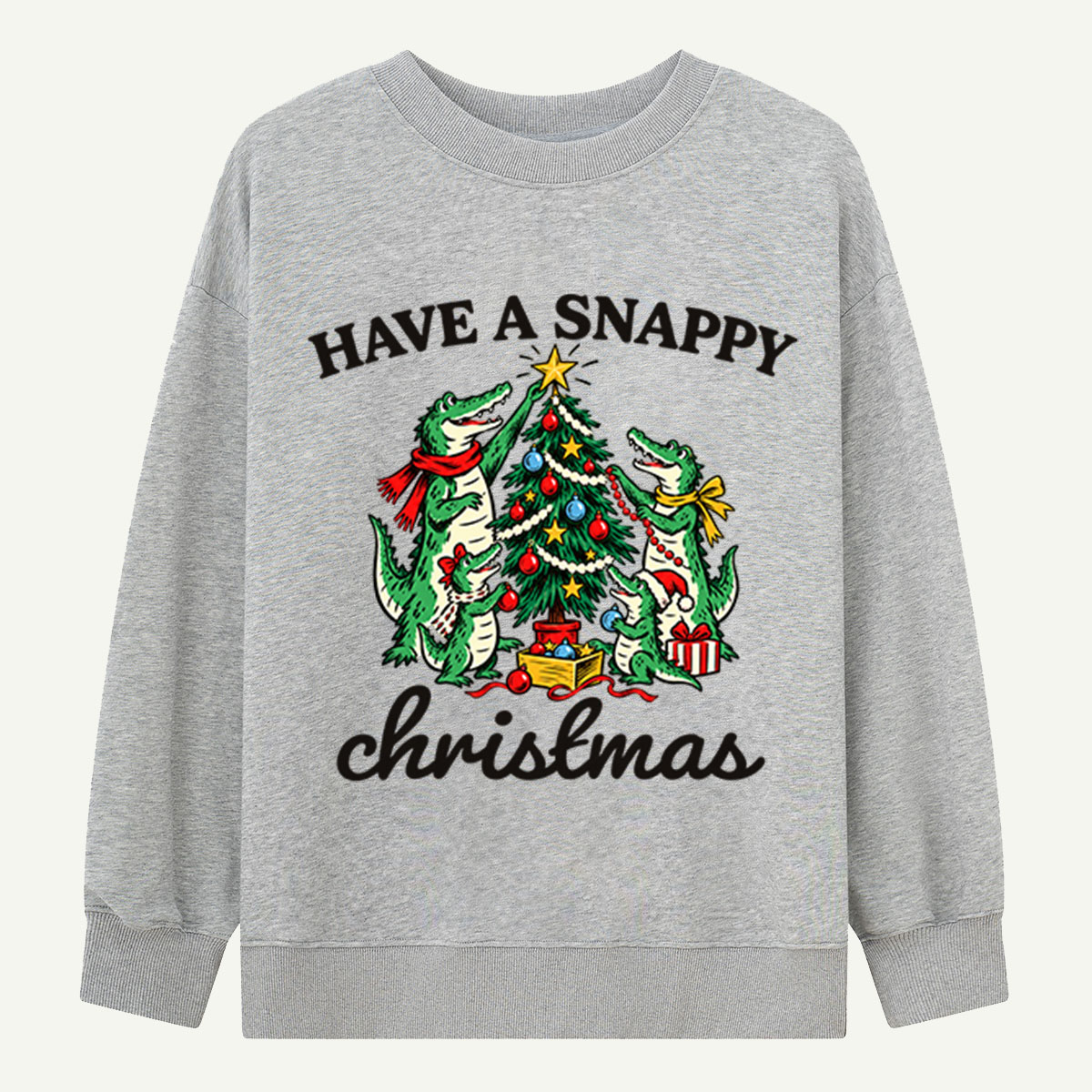 Have A Snappy Christmas Alligators Decorating Christmas Tree Sweatshirts