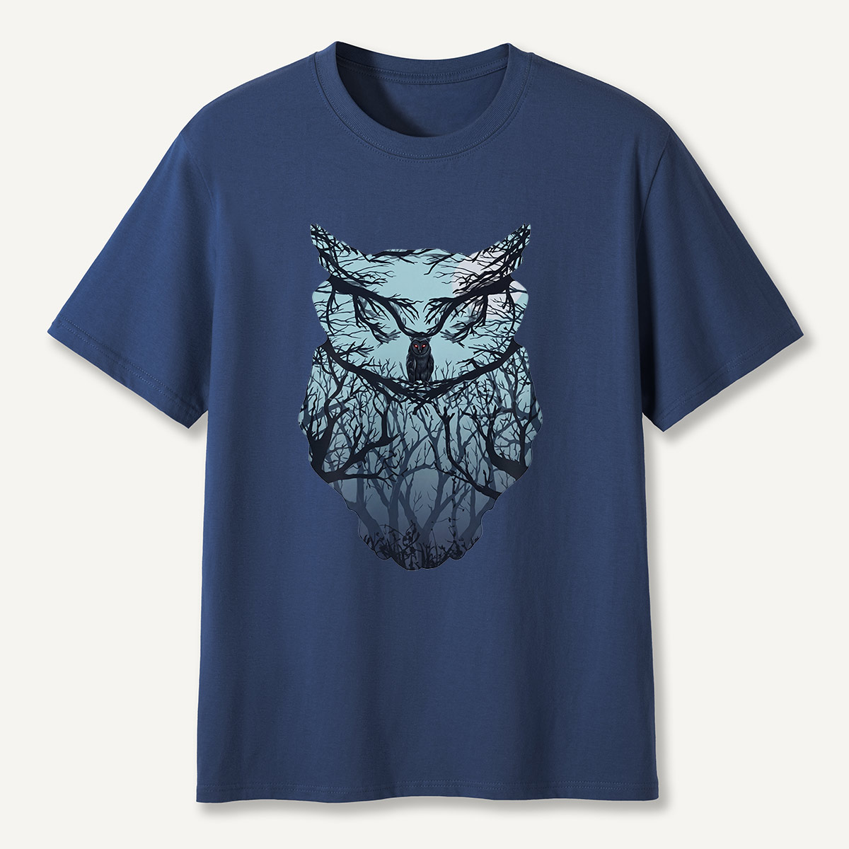 Midnight Forest Owl Double Exposure T-Shirt