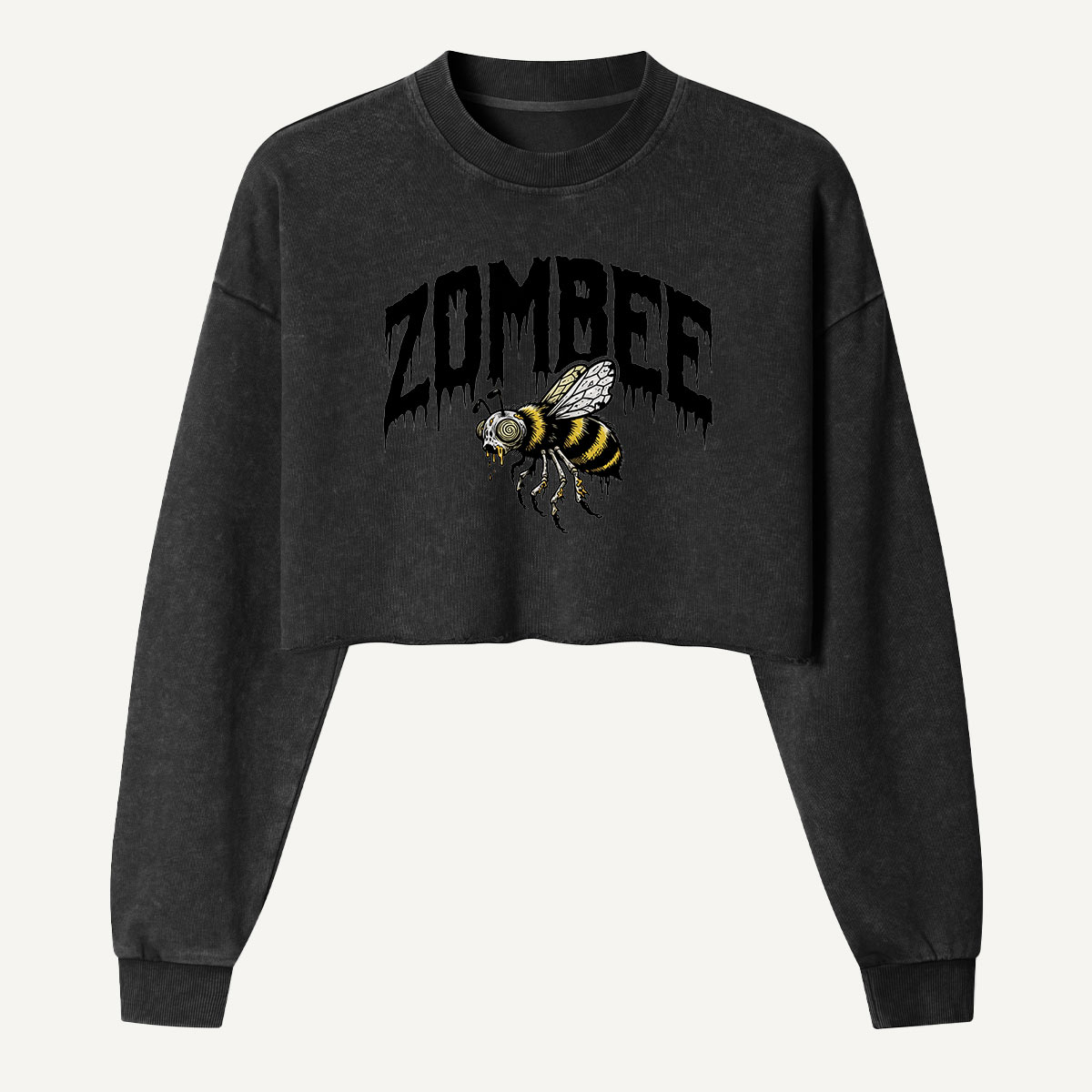 Zombee Undead Bee Women's Washed Cropped Sweatshirt