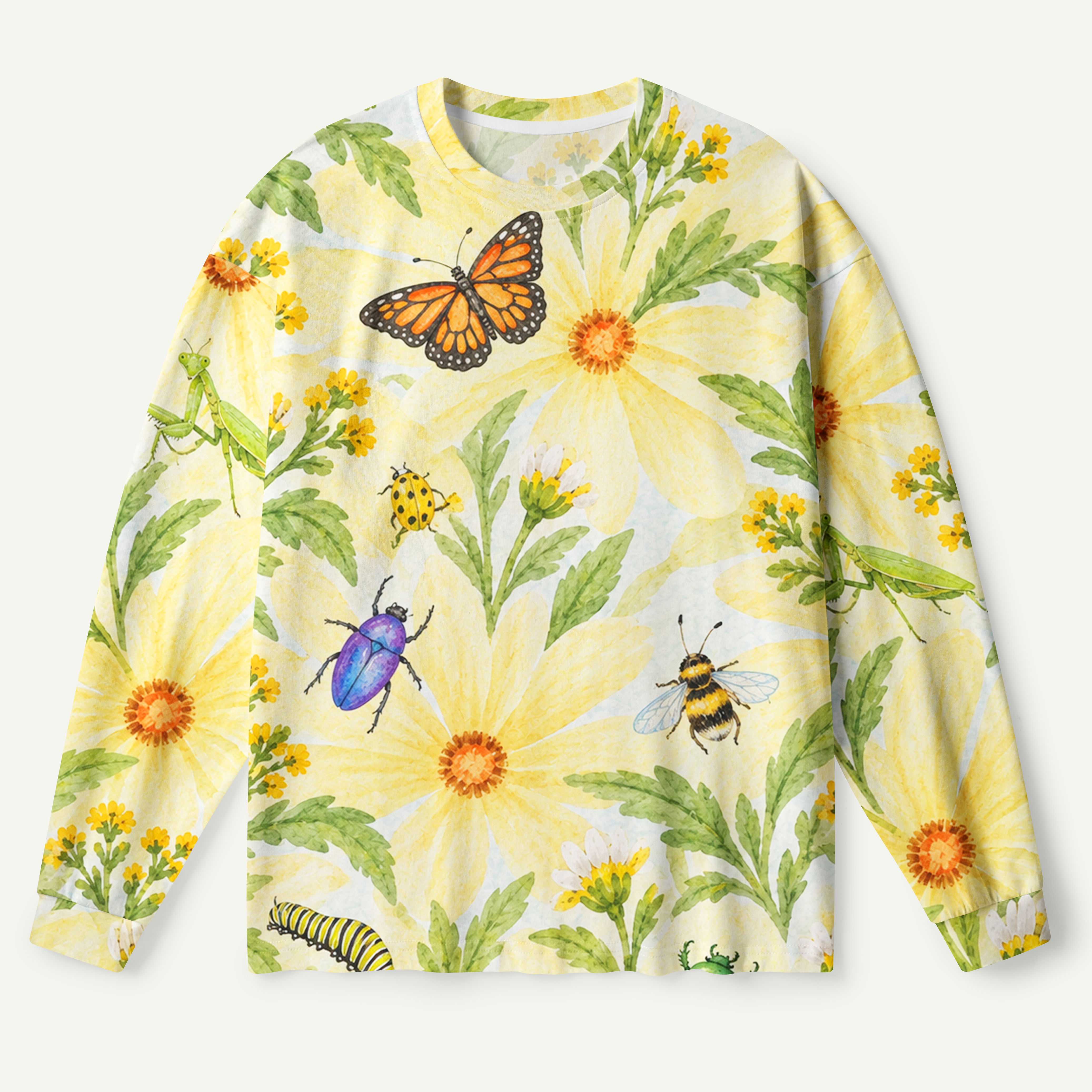 Wildflower Meadow Botanical Pattern Premium Pure Cotton Long Sleeves