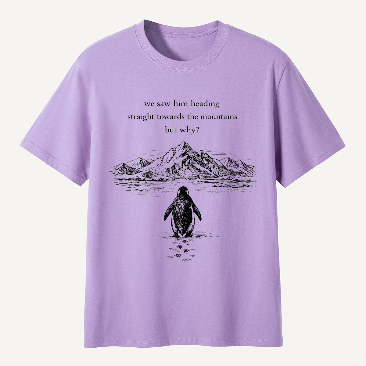 Penguin Heading Straight Towards The Mountains But Why T-Shirt