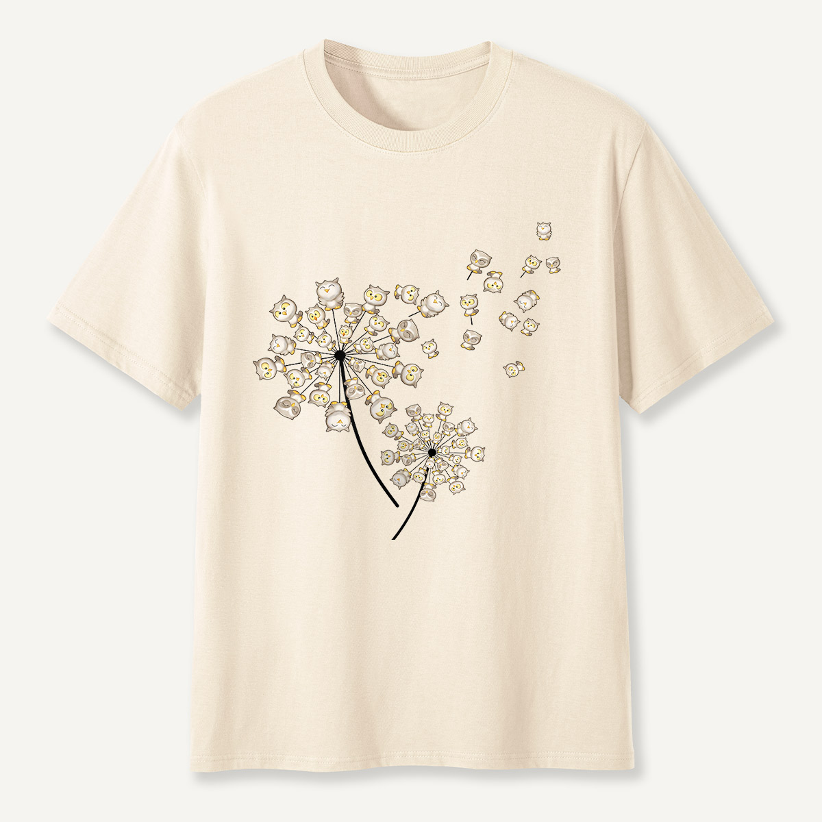 Owl Blossom Tree Dandelion Style T-Shirt