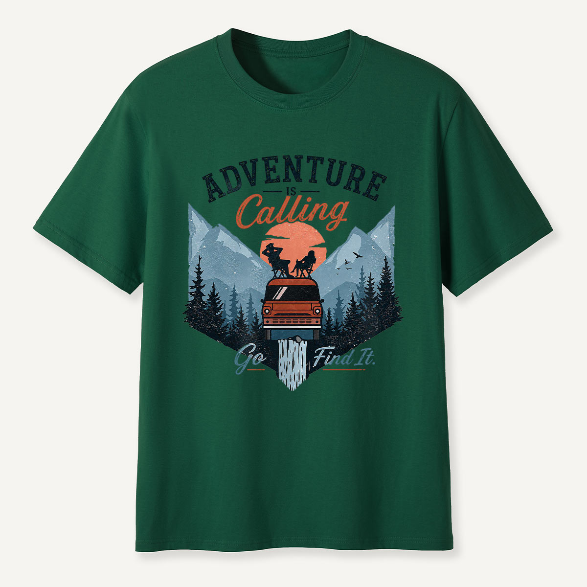Adventure Is Calling Camper Van Mountain T-Shirt