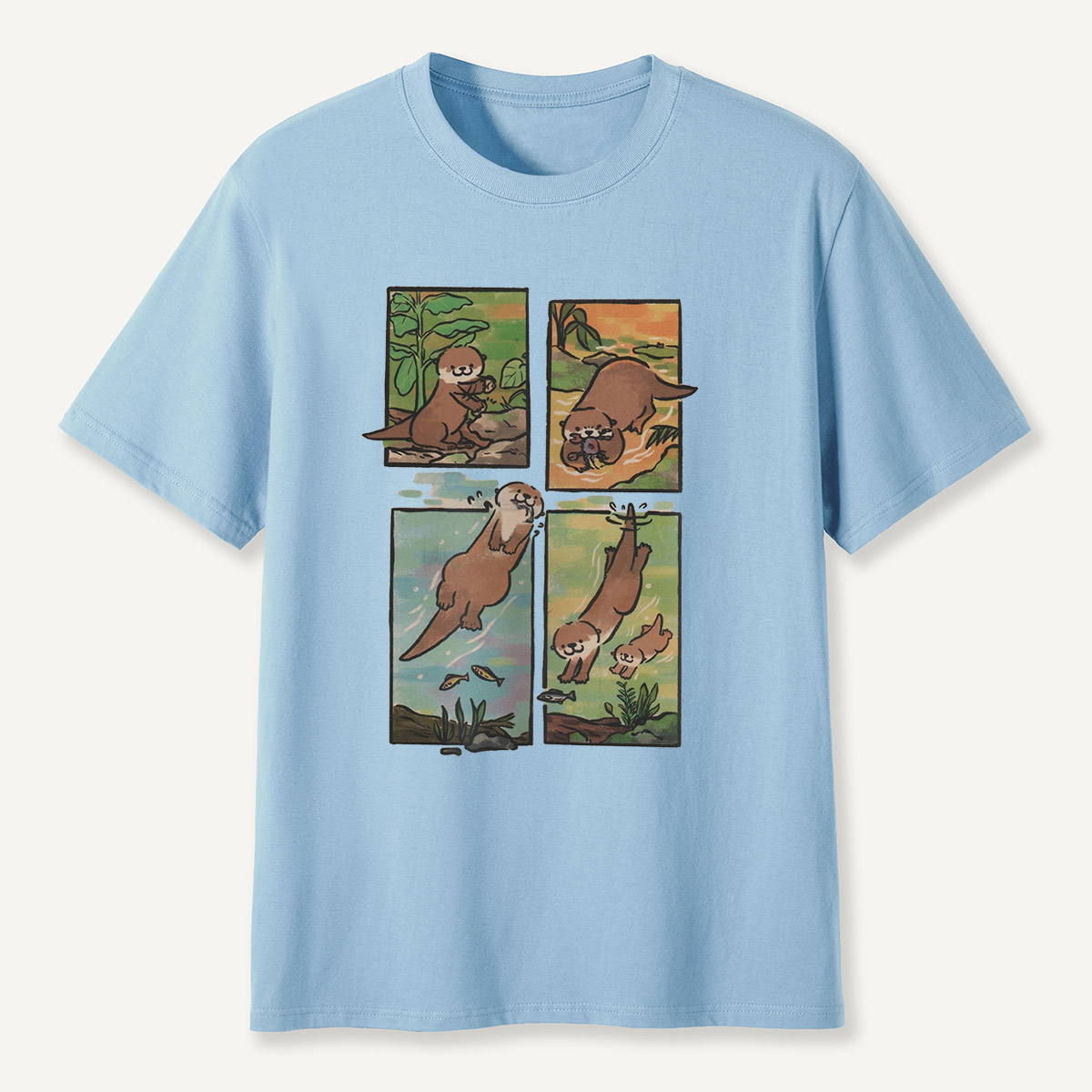 Otter Adventures Four Panel Comic T-Shirt