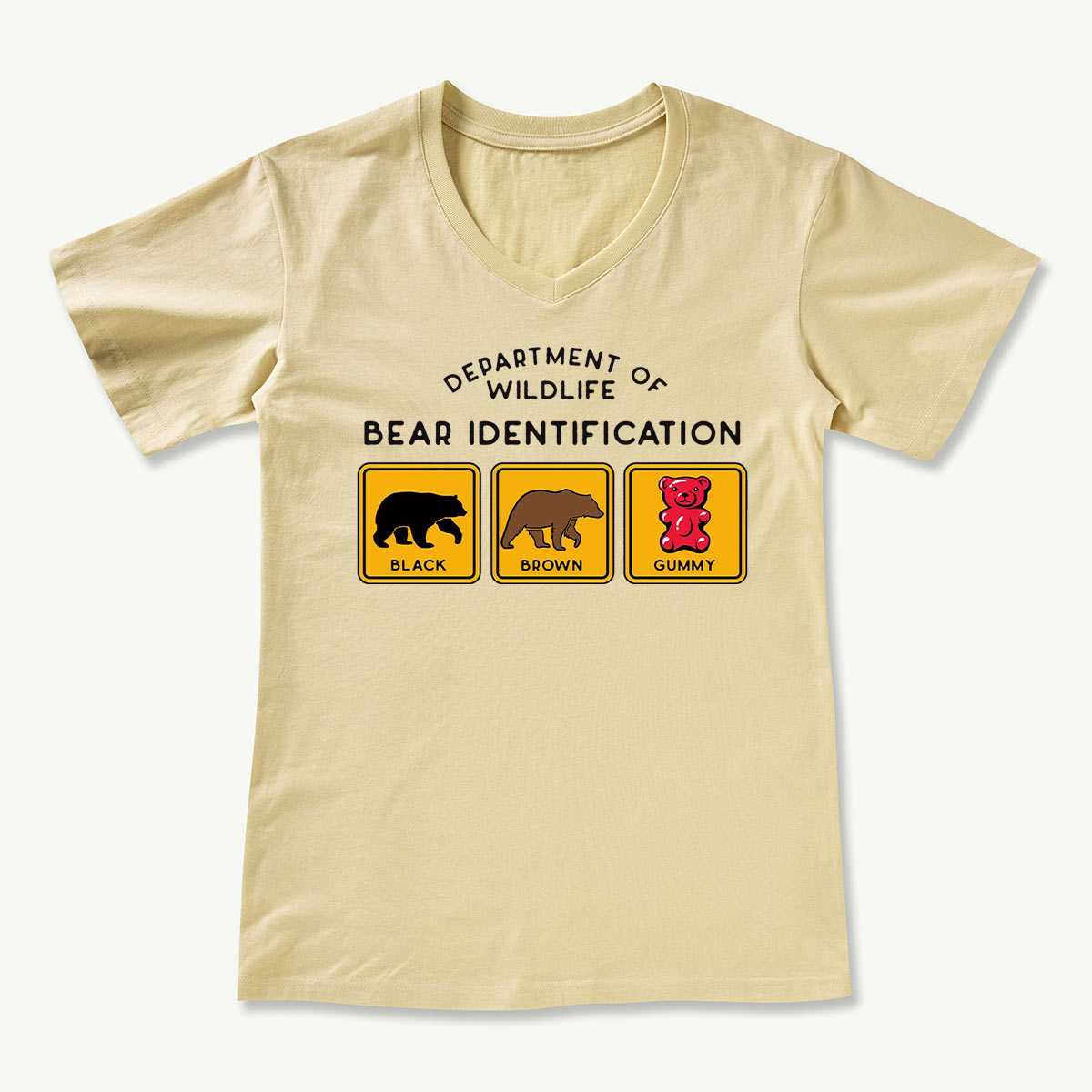 Bear Tee Cotton Classic V-neck T-Shirt