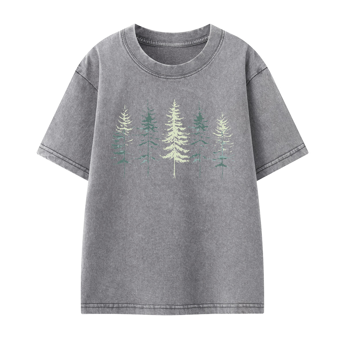 Minimal Pine Forest Silhouette Kids Washed T-Shirt
