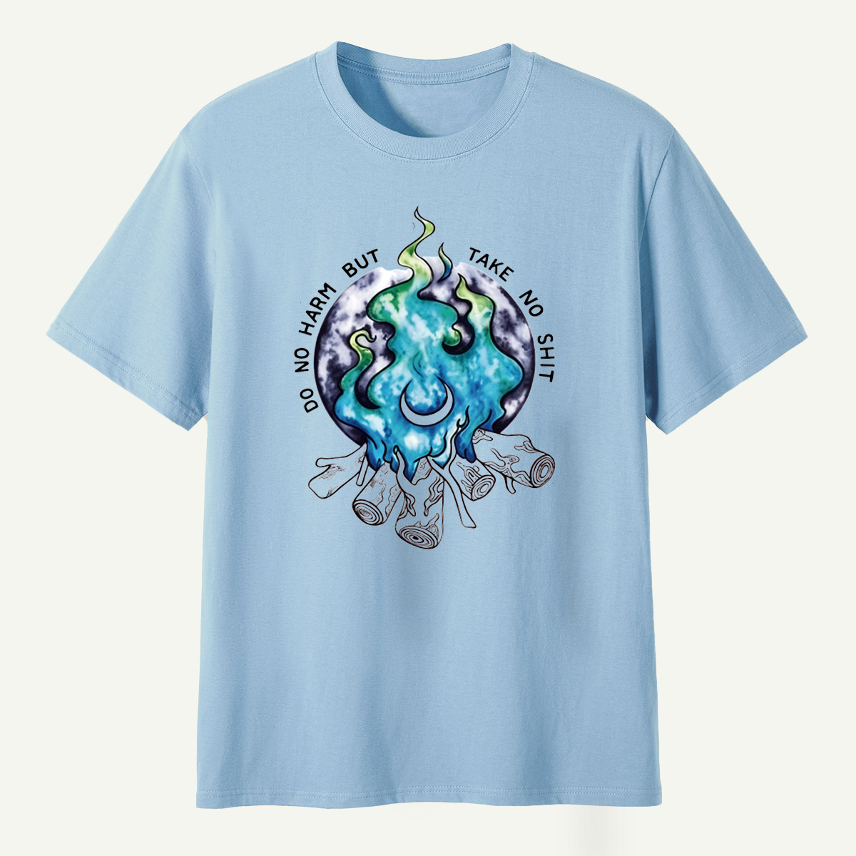 Do No Harm But Take No Shit Moon Flame Campfire T-Shirt