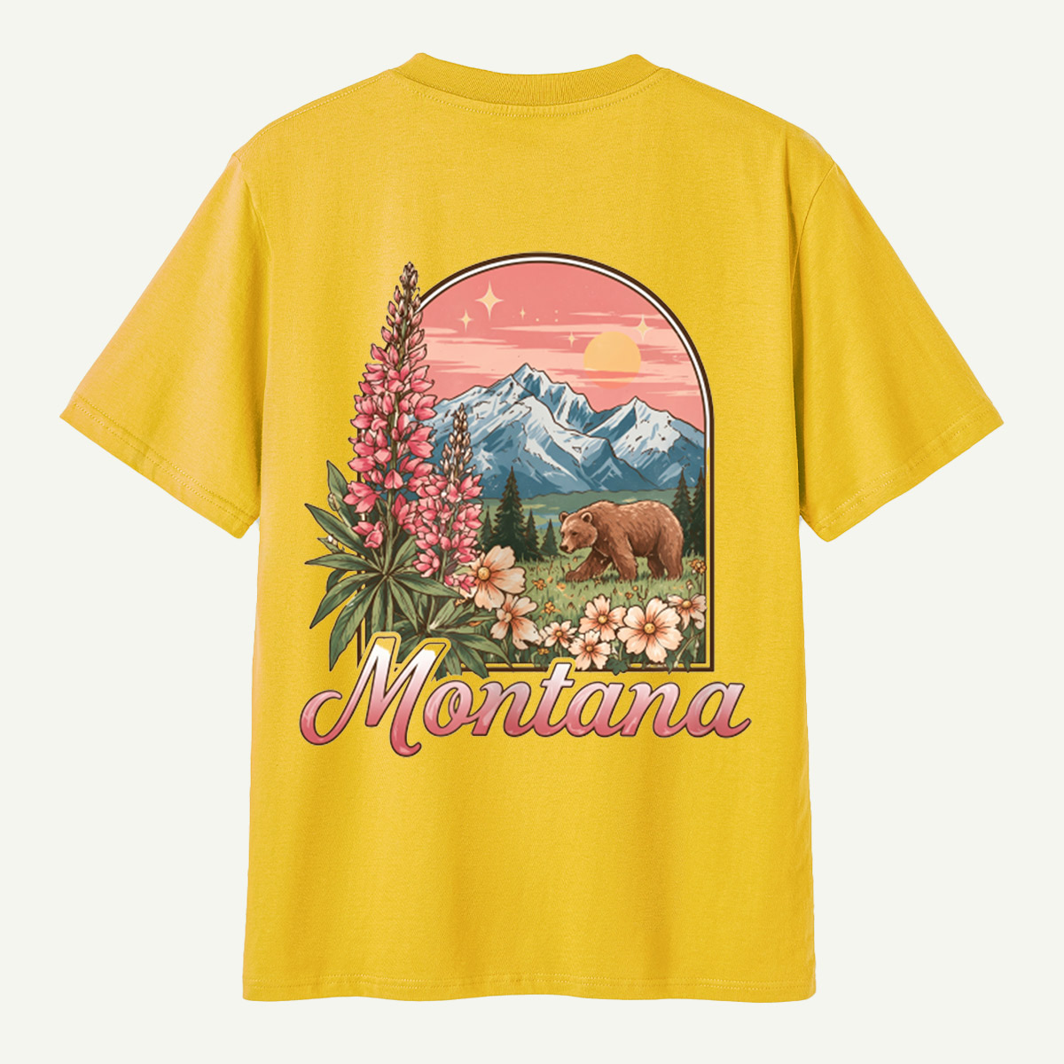 Montana Wildflowers Bear Mountain Landscape T-Shirt