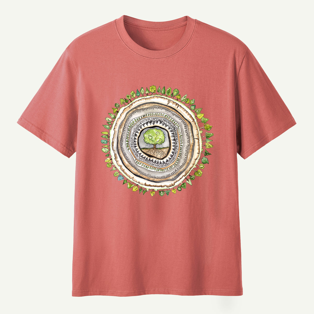 Tree Rings Nature Mandala T-Shirt