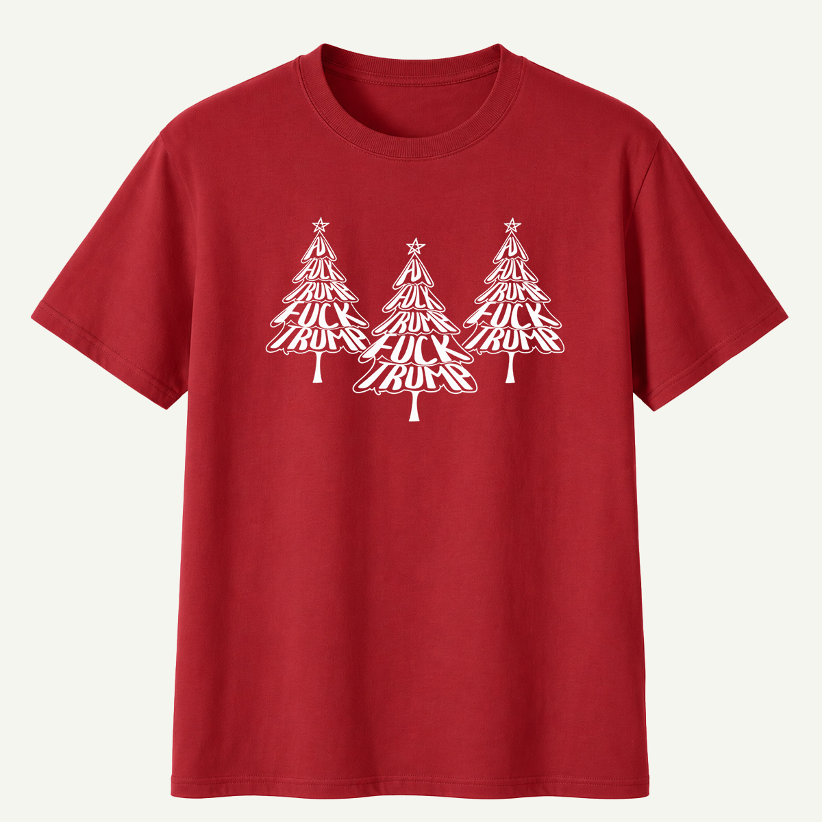 Fuck Trump Christmas Tree Typography T-Shirt