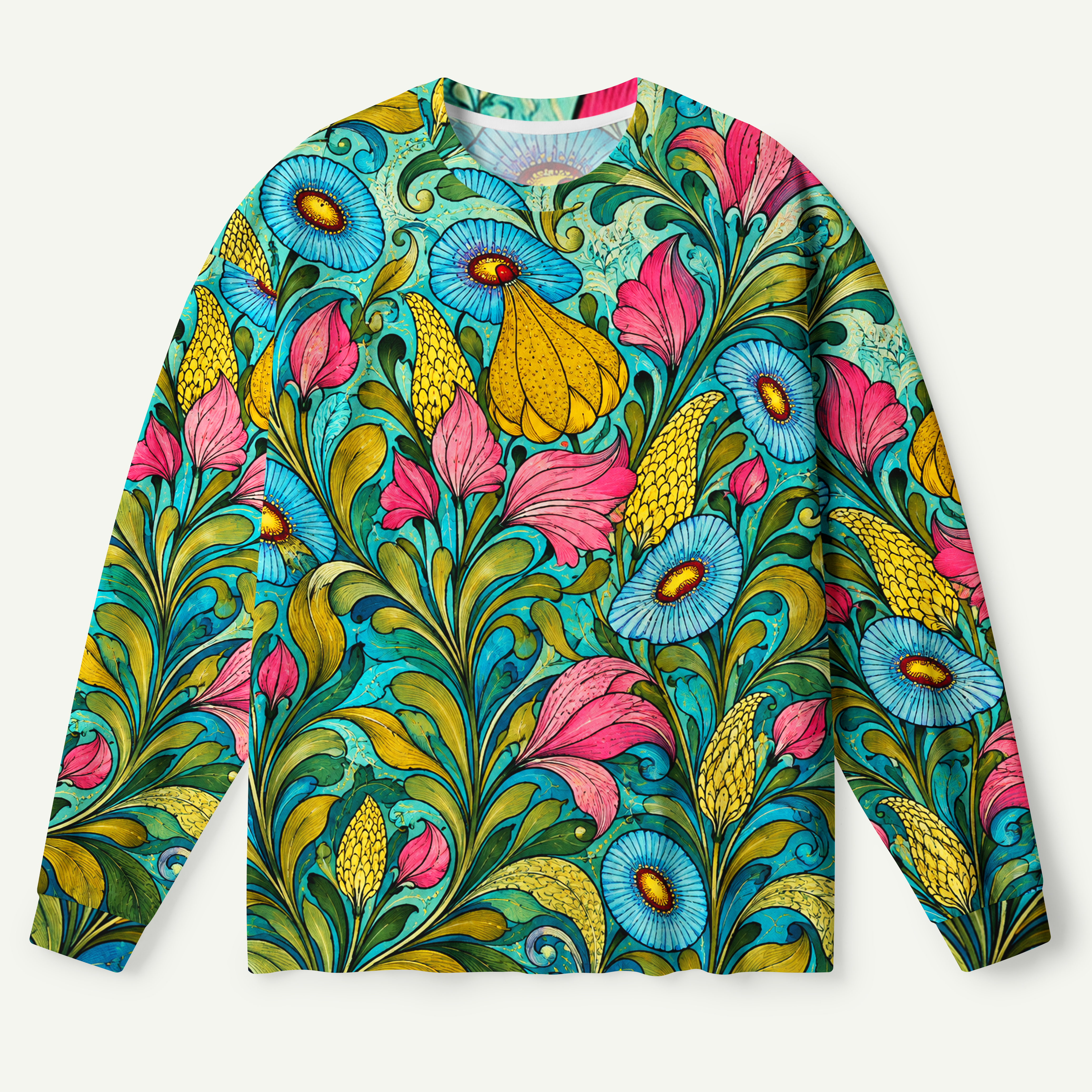 Golden Seed Pods Pink Petals Botanical Fantasy Premium Pure Cotton Long Sleeves