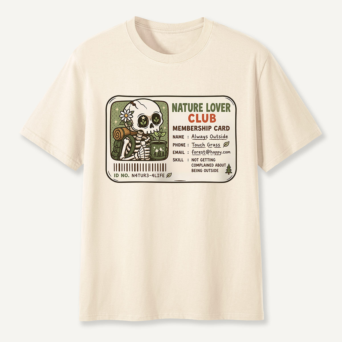 Nature Lover Club Skeleton Membership Card T-Shirt