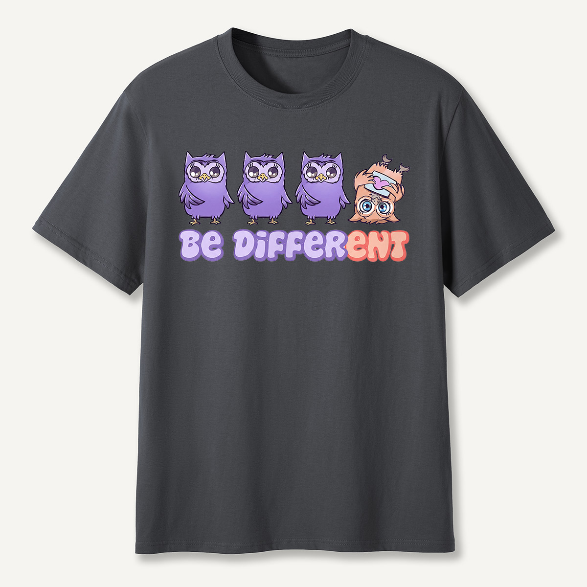 Be Different Cute Purple Owls  T-Shirt