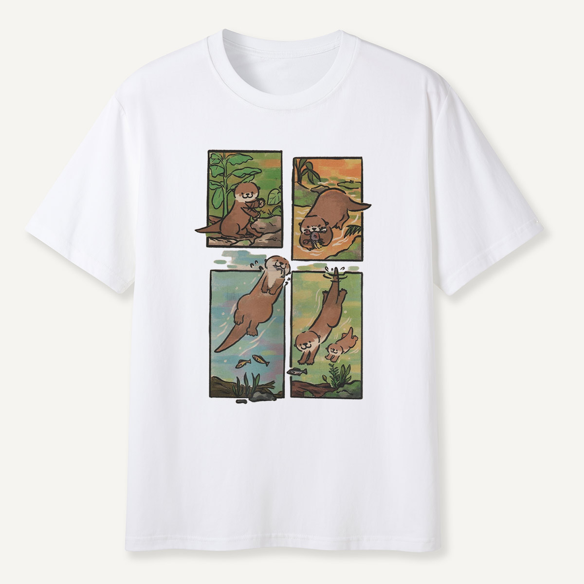 Otter Adventures Four Panel Comic T-Shirt