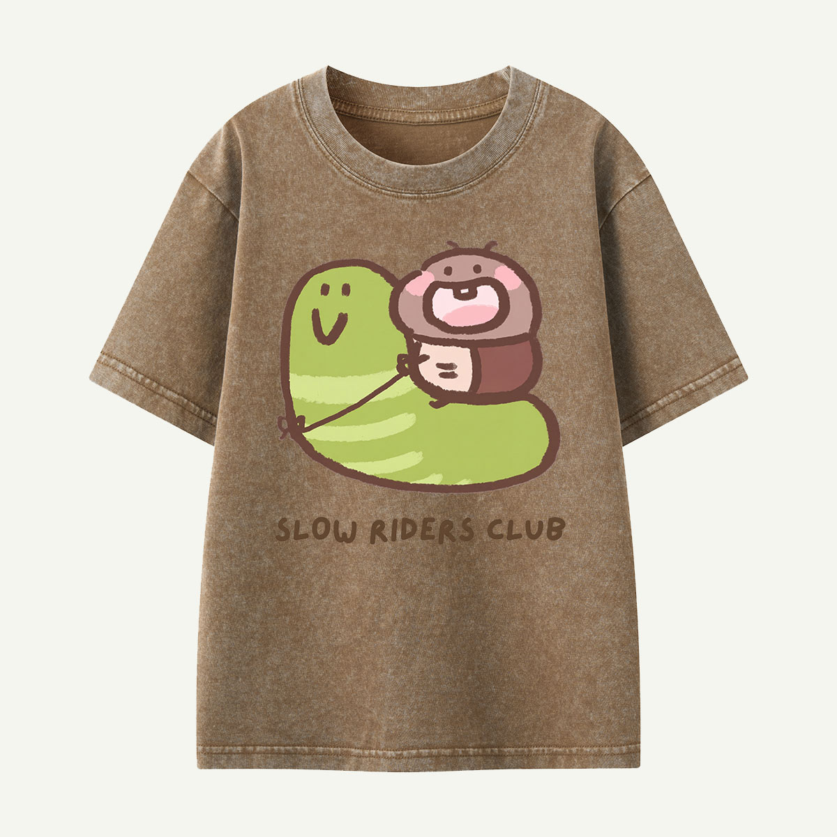 Slow Riders Club Snail Ride Kids Washed T-Shirt