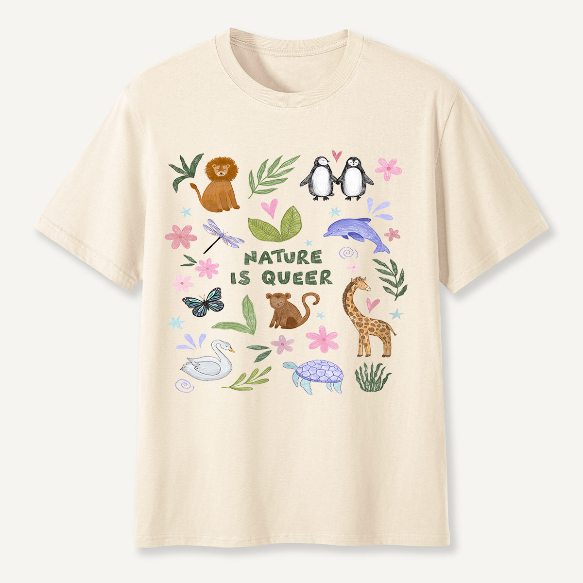 Nature Is Queer Cute Animals Pride T-Shirt