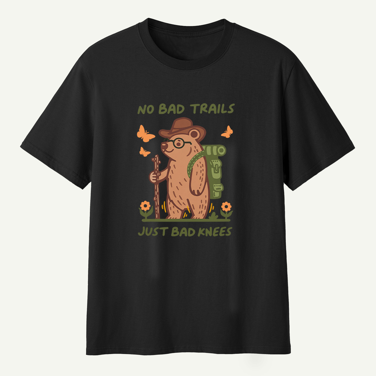 No Bad Trails Just Bad Knees Hiking Bear T-Shirt