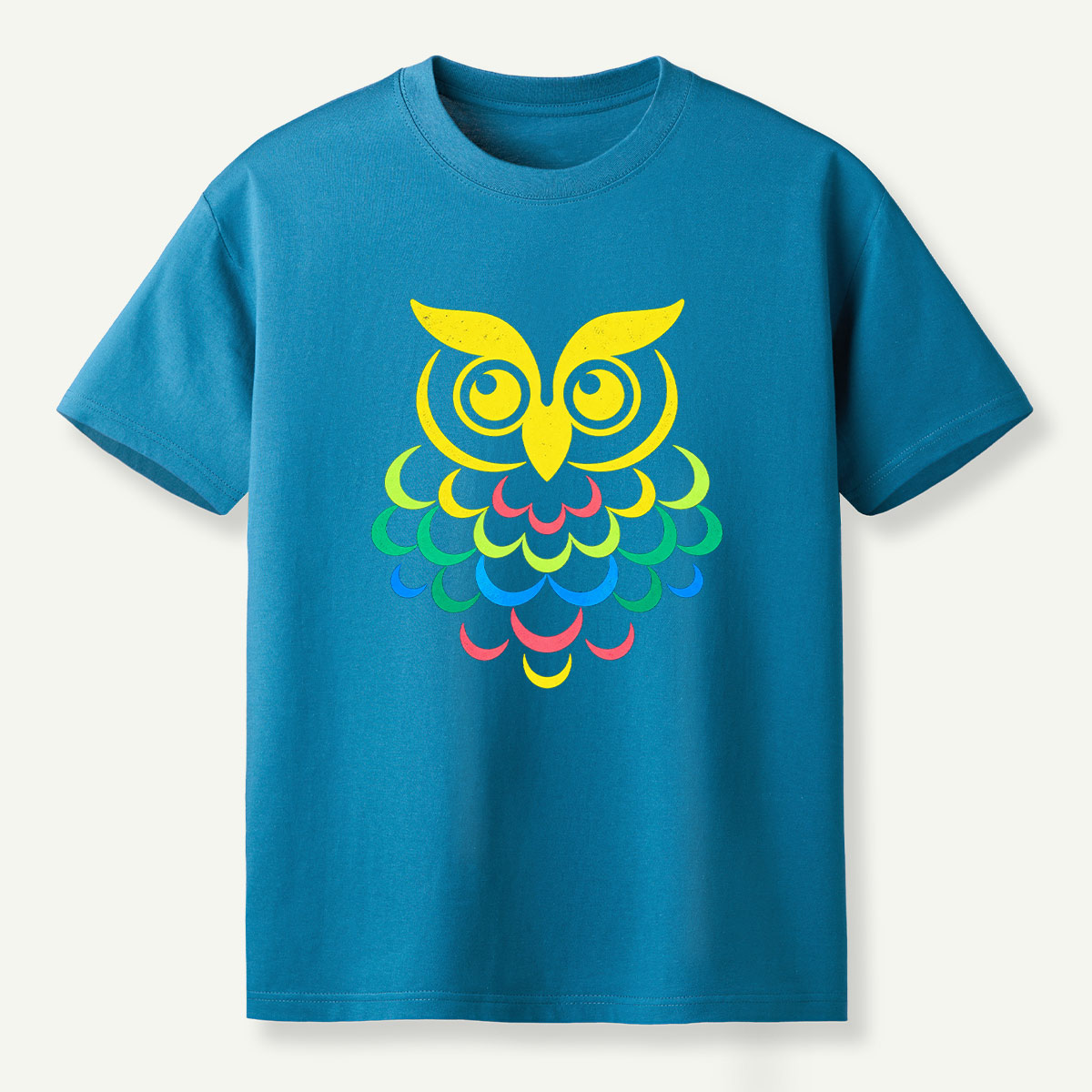 Colorful Rainbow Owl Feather Art T-Shirt