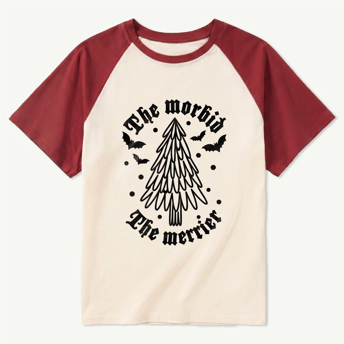 The World The Merrier Gothic Christmas Bats Raglan T-Shirt