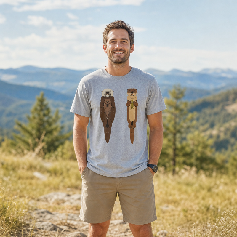 Sea Otter and River Otter Cute Duo T-Shirt