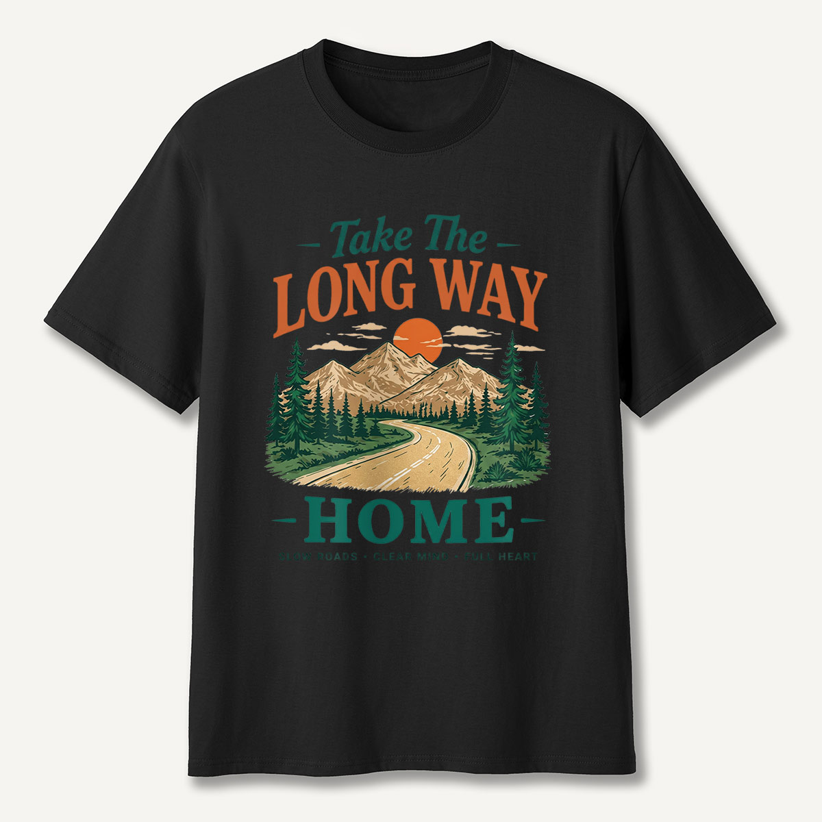 Take The Long Way Home Mountain Road T-Shirt