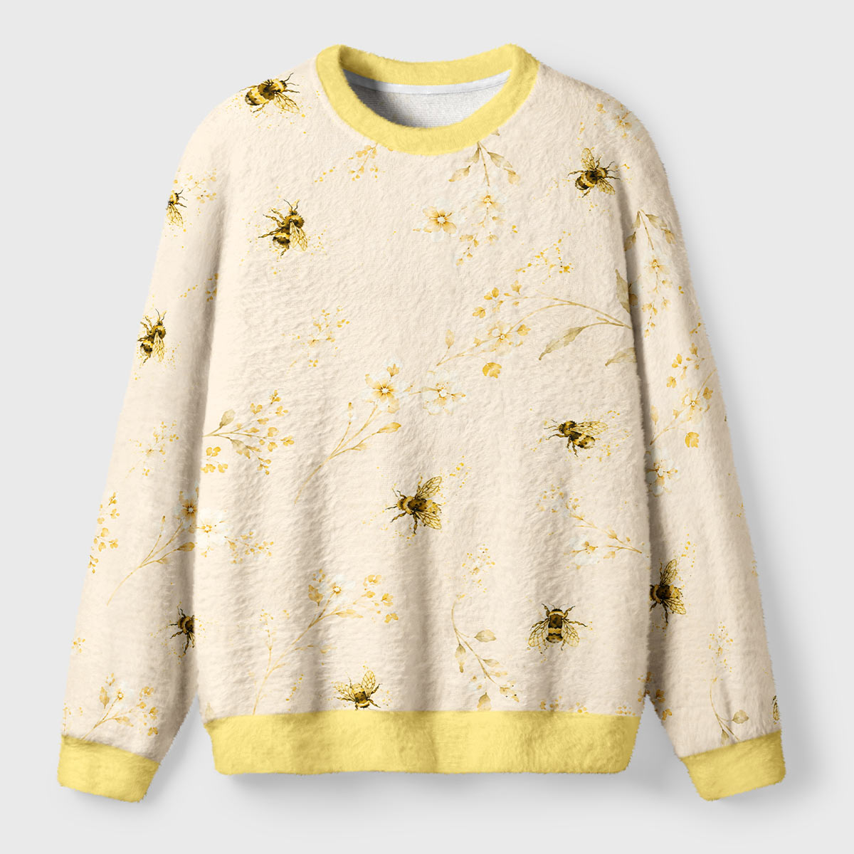 Bee Parade in Bloom Ugly Fuzzy Fleece Sweatshirt