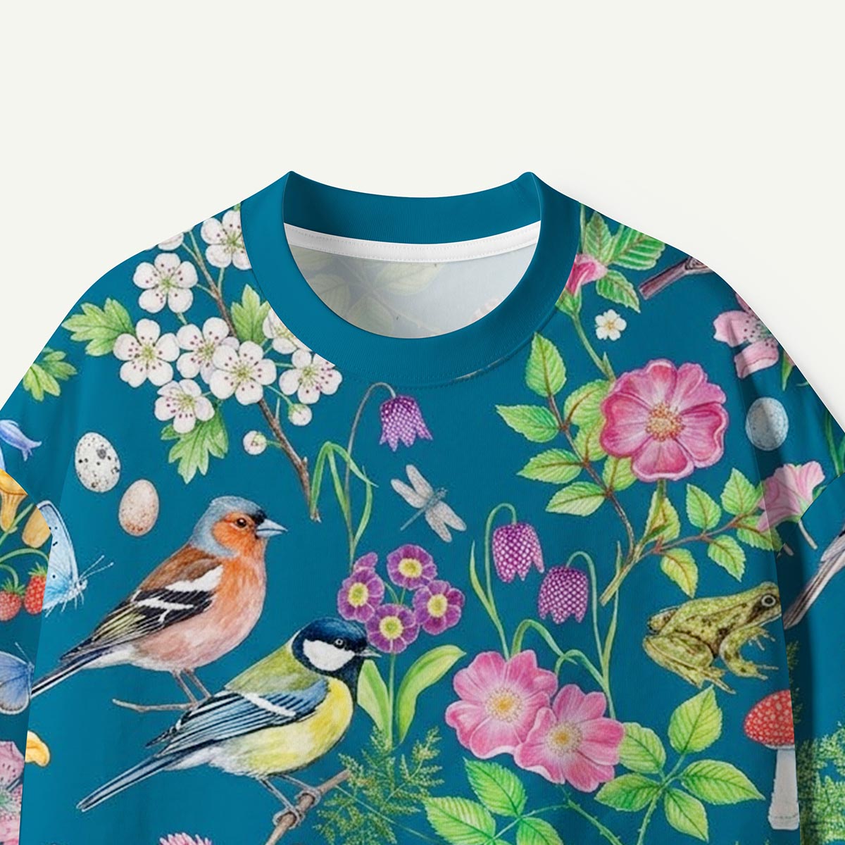 Floral Birds Botanical Nature Print Premium Eco All-Over Print T-Shirt