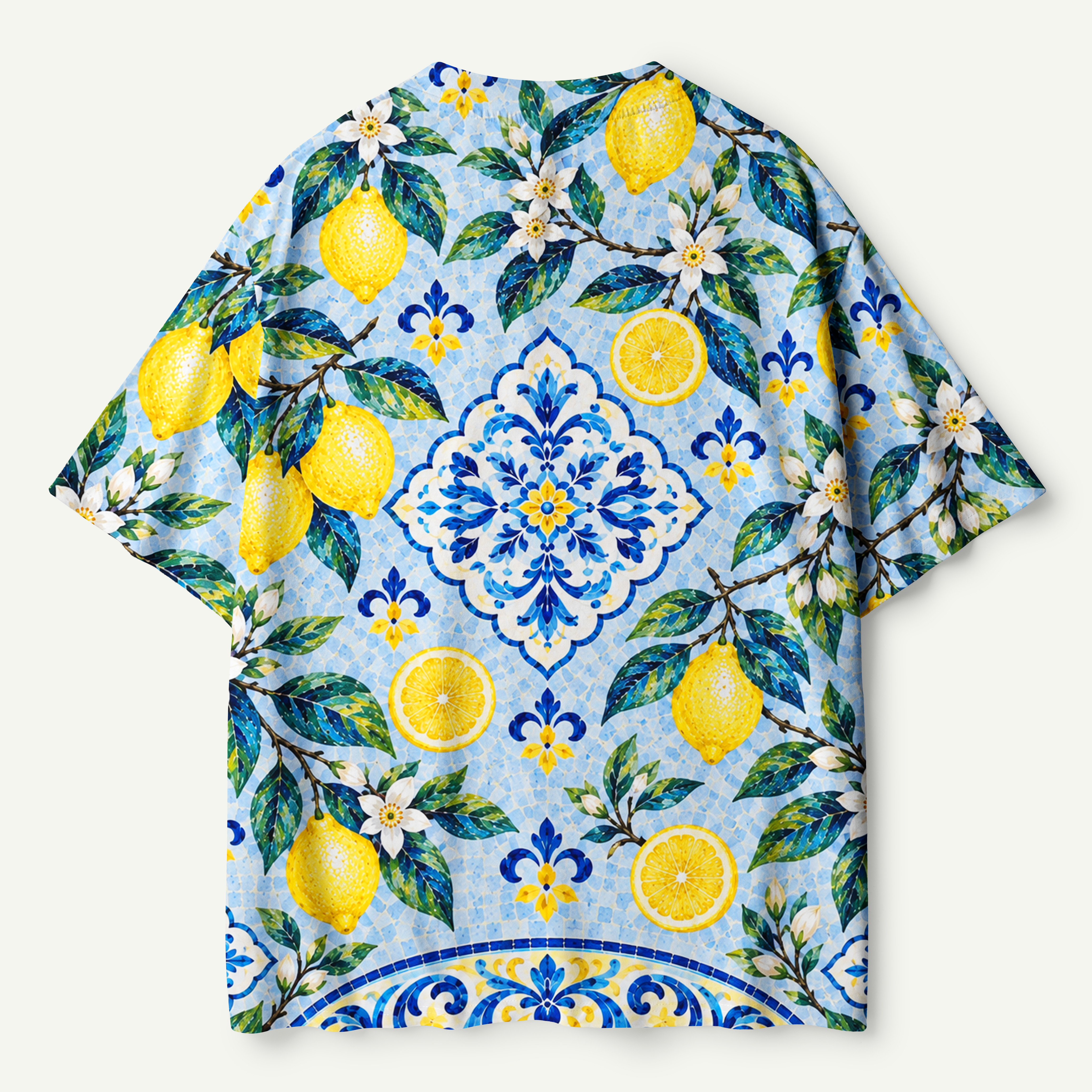 Sicilian Lemon Tile Garden Premium Pure Cotton Tee