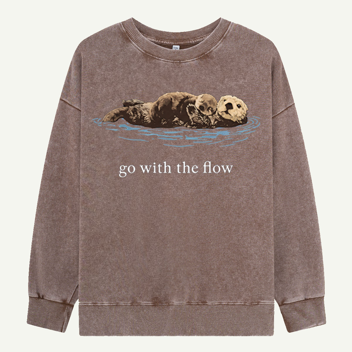 Go With The Flow Sea Otter Wildlife Nature Washed Sweatshirts