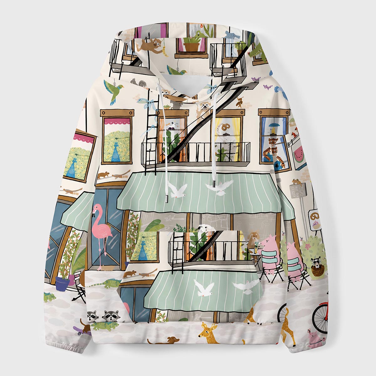 Animal City Life Apartment Kids Premium Eco Hoodie