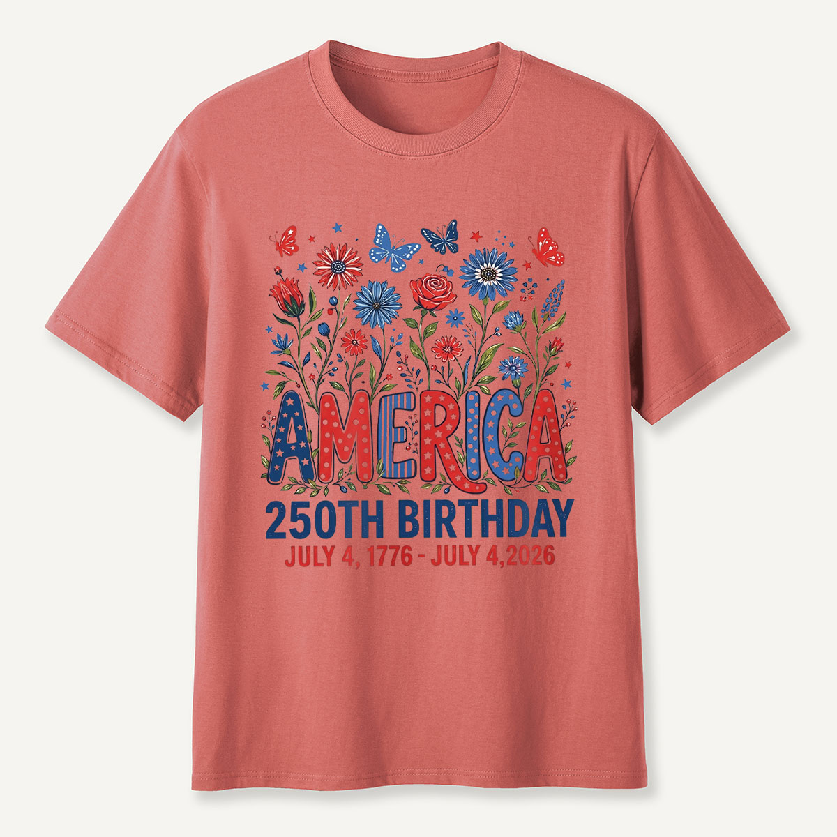 America 250th Birthday July 4 1776‑2026 Floral T‑Shirt