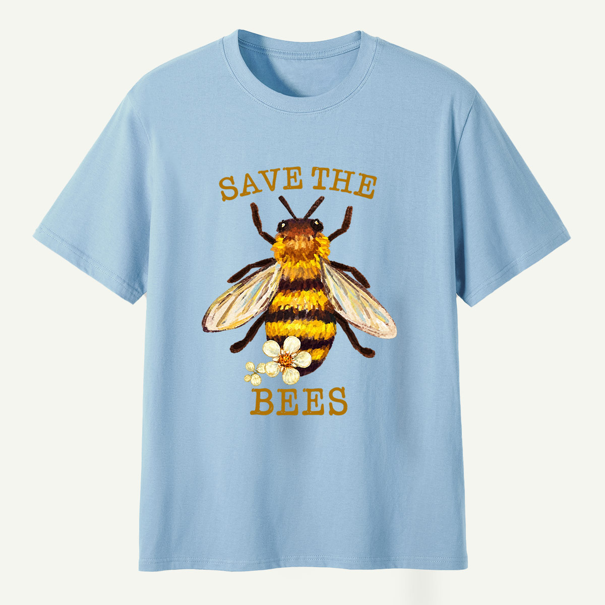 Save The Bees Watercolor Bee Floral Illustration T-Shirt