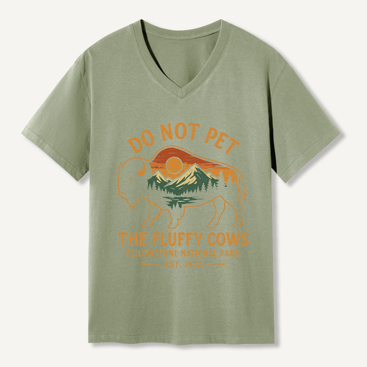 Do Not Pet The Fluffy Cows Buffalo Yellowstone National V-neck T-Shirt