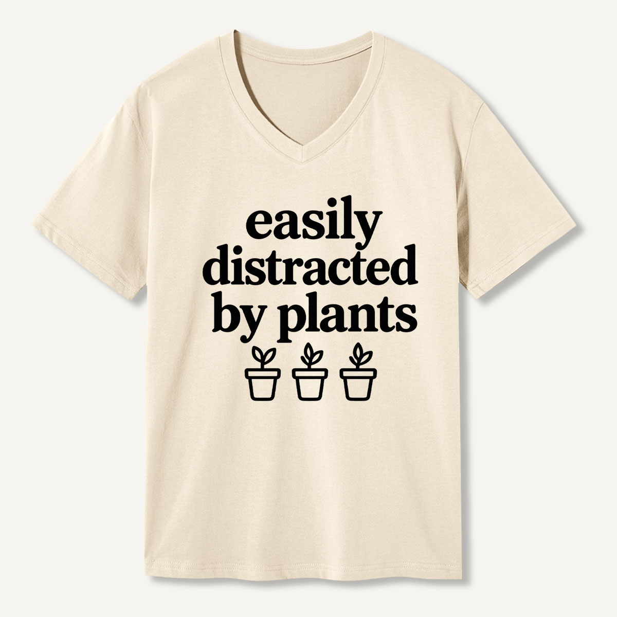 Easily Distracted By Plants Funny Plant Graphic V-neck T-Shirt