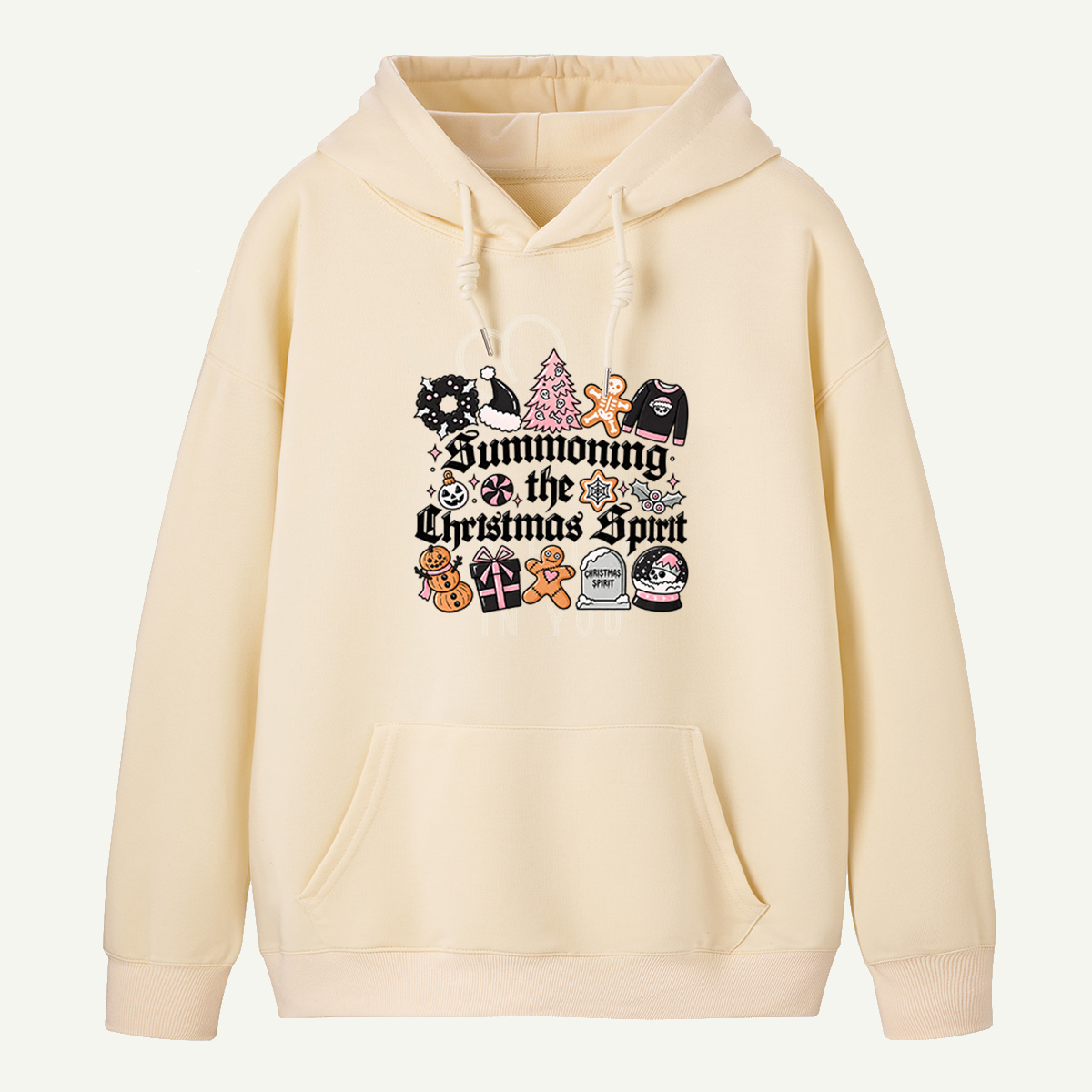 Summoning The Christmas Spirit Gothic Holiday Icons Collage Hoodie