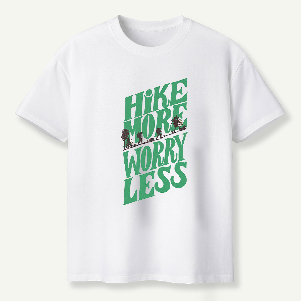 Hike More Worry Less Retro Outdoor Quote T-Shirt