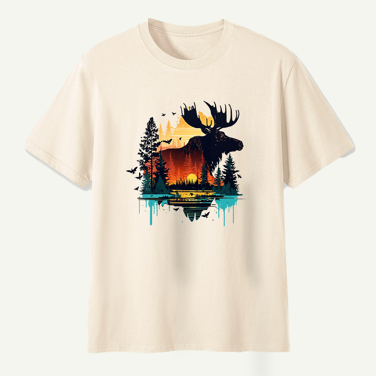 Moose Sunset Forestscape T-Shirt