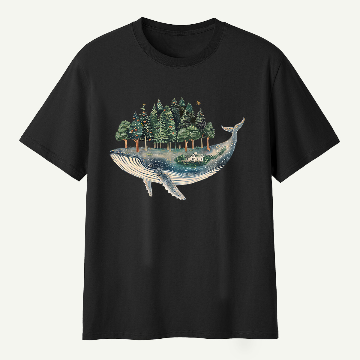 Whale Carrying A Moonlit Forest T-Shirt