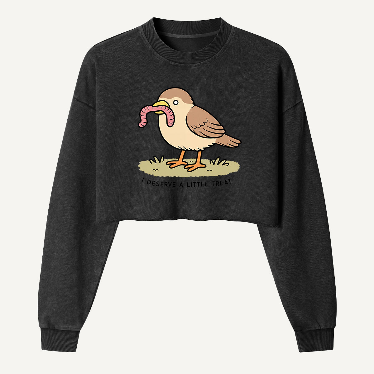 I Guess Im A Little Early Bird Women's Washed Cropped Sweatshirt