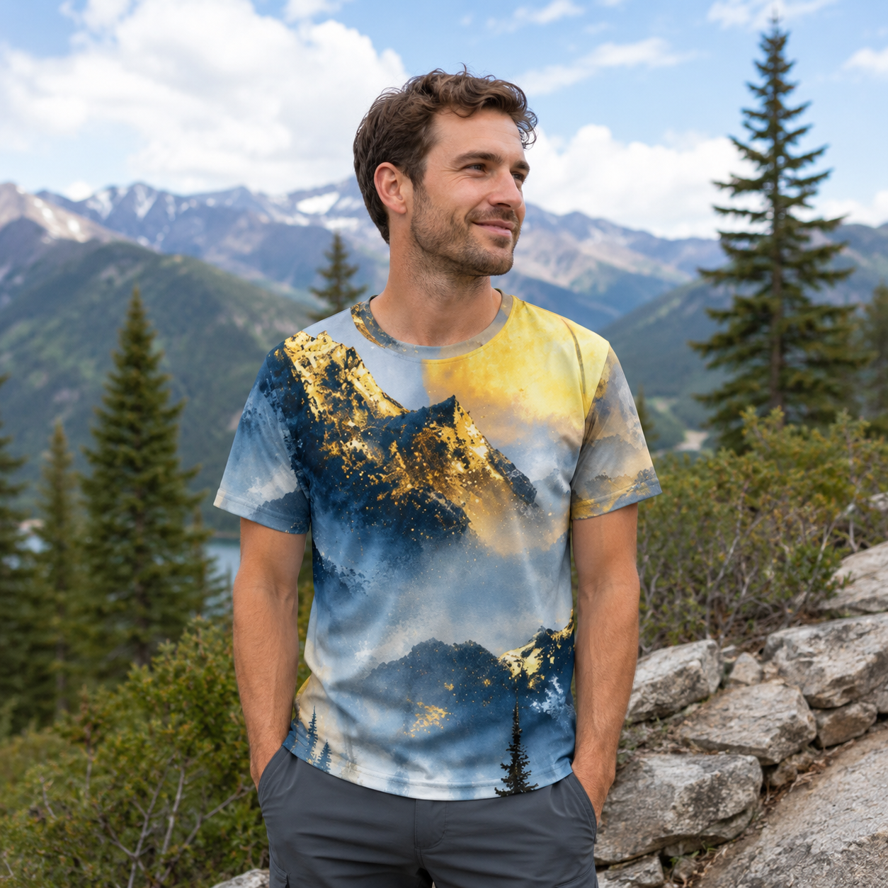 Moonlit Mountain Lake Wilderness Premium Pure Cotton Tee