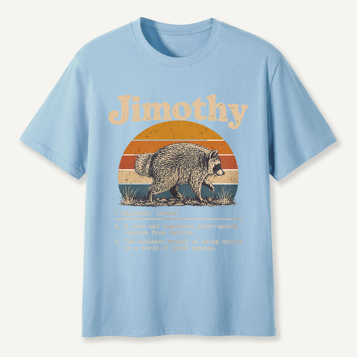 Jimothy Definition Retro Sunset Raccoon T-Shirt