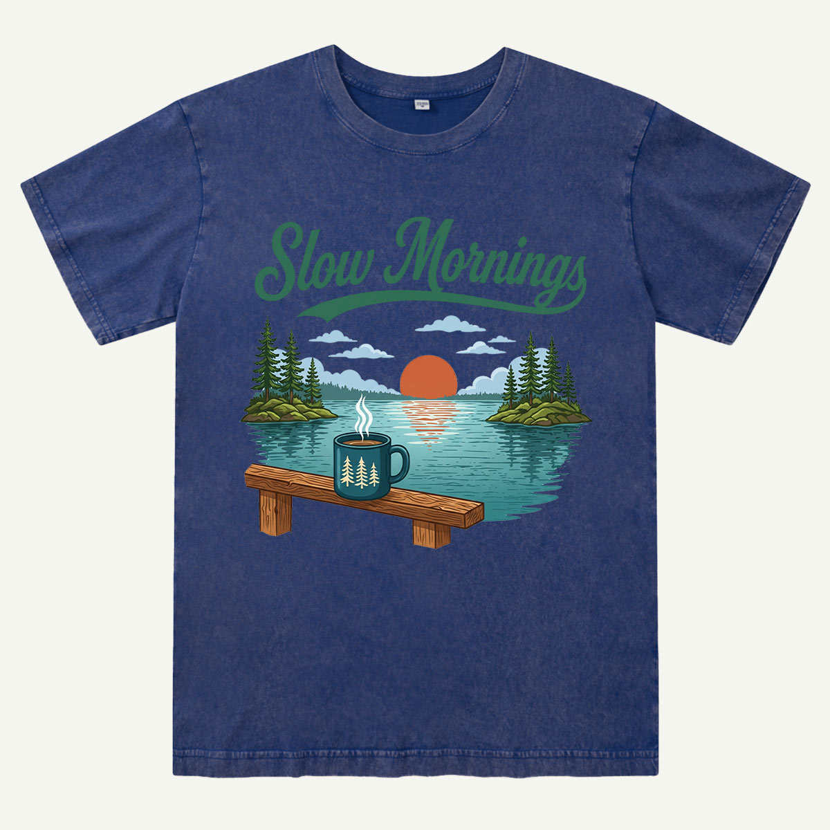 Slow Mornings Lake Coffee Washed T-Shirt