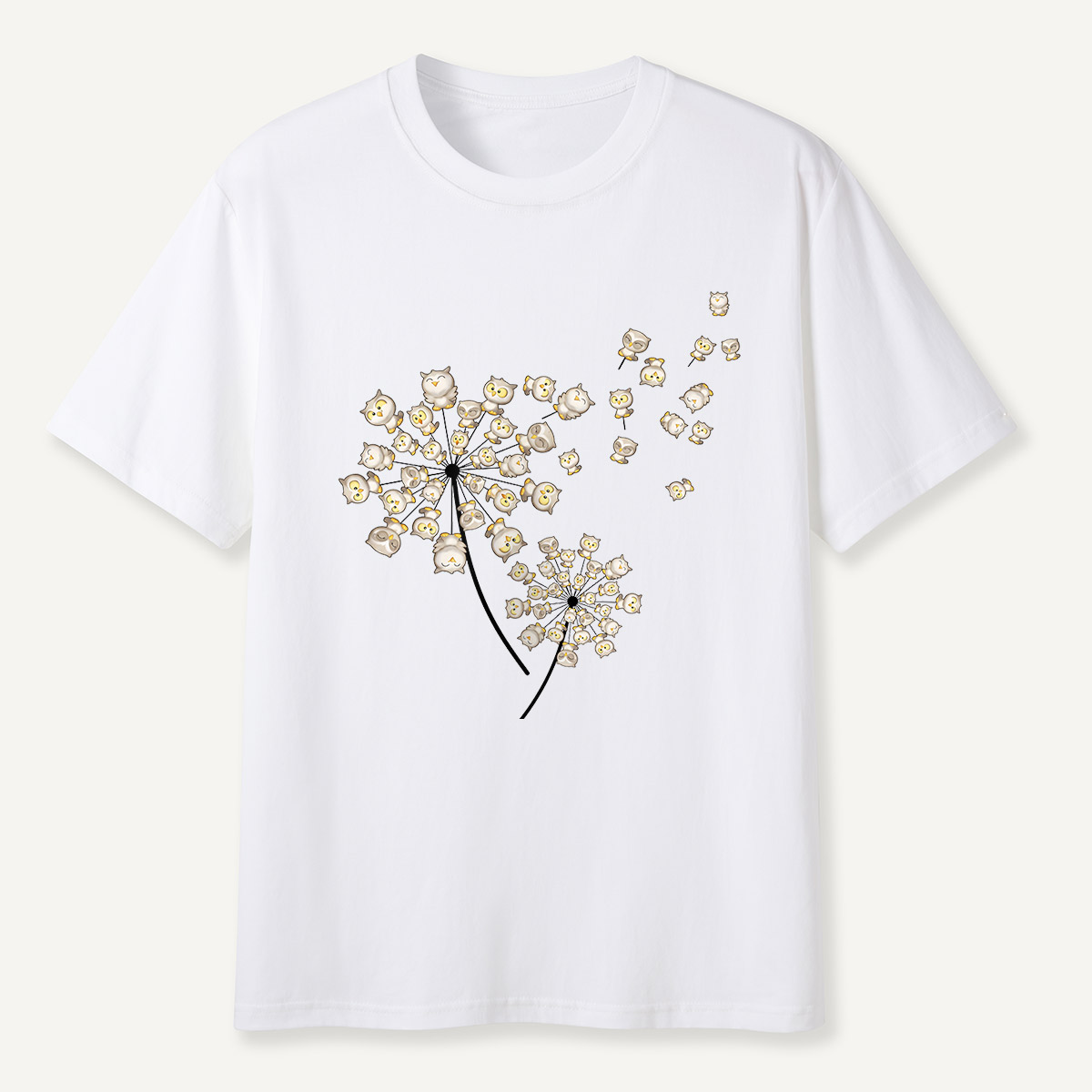 Owl Blossom Tree Dandelion Style T-Shirt