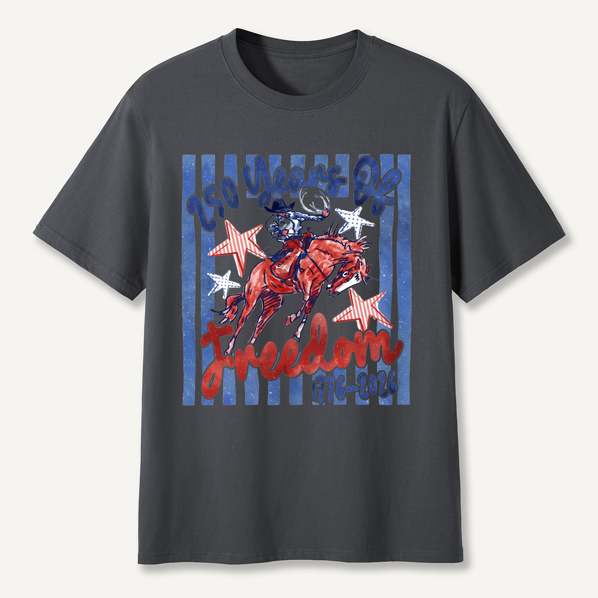 Retro Patriotic Cowboy Horse Riding Freedom T-Shirt