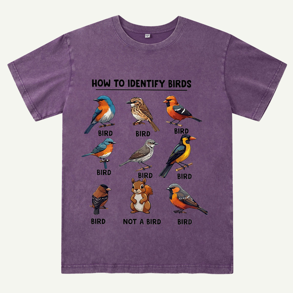 Funny Bird How to Identify Birds Washed T-Shirt