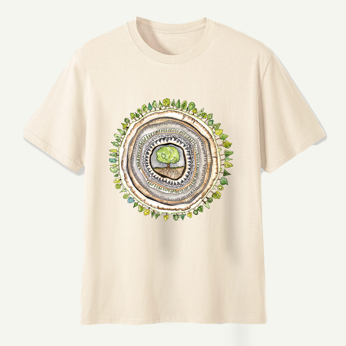 Tree Rings Nature Mandala T-Shirt