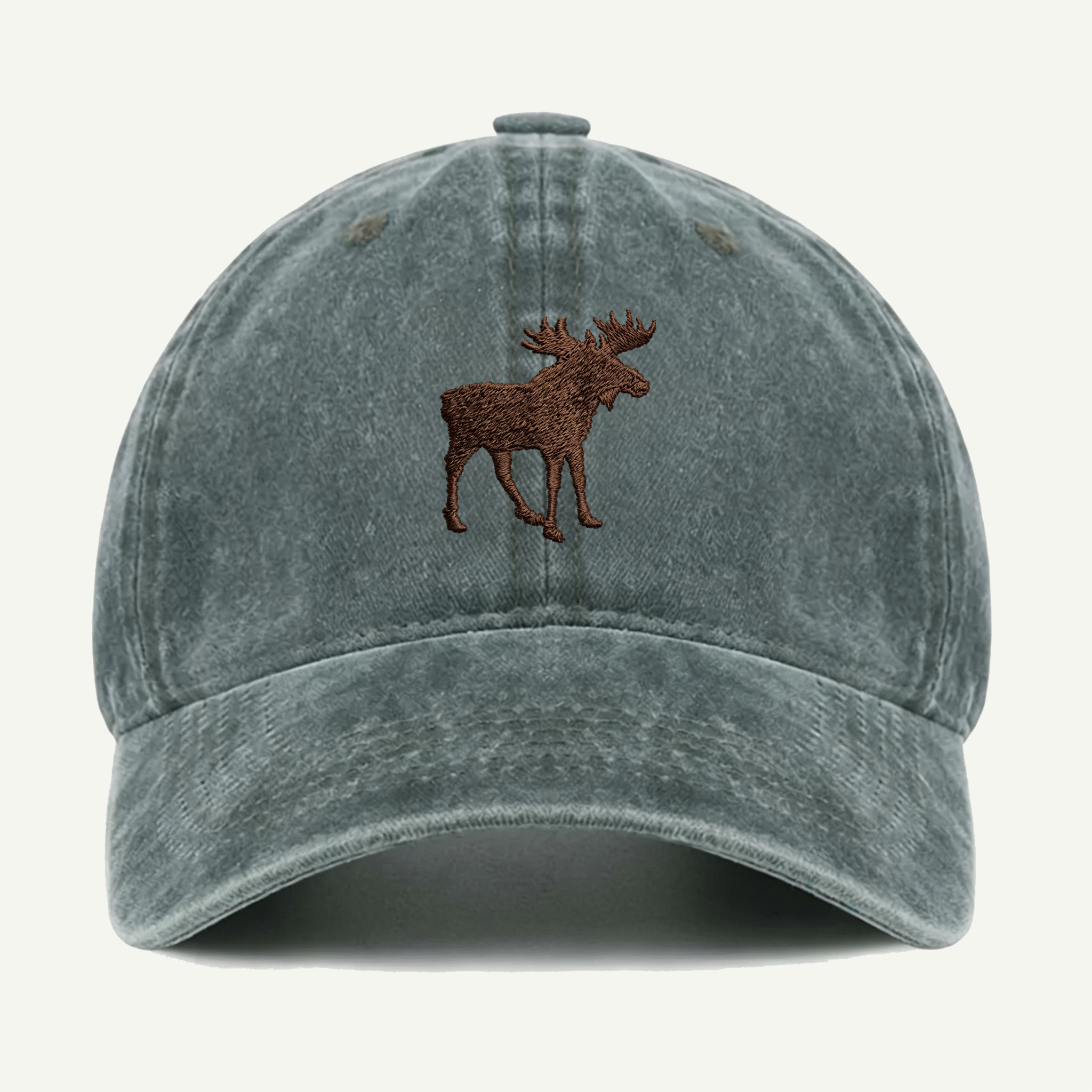 Woodland Moose Washed Embroidered Hat