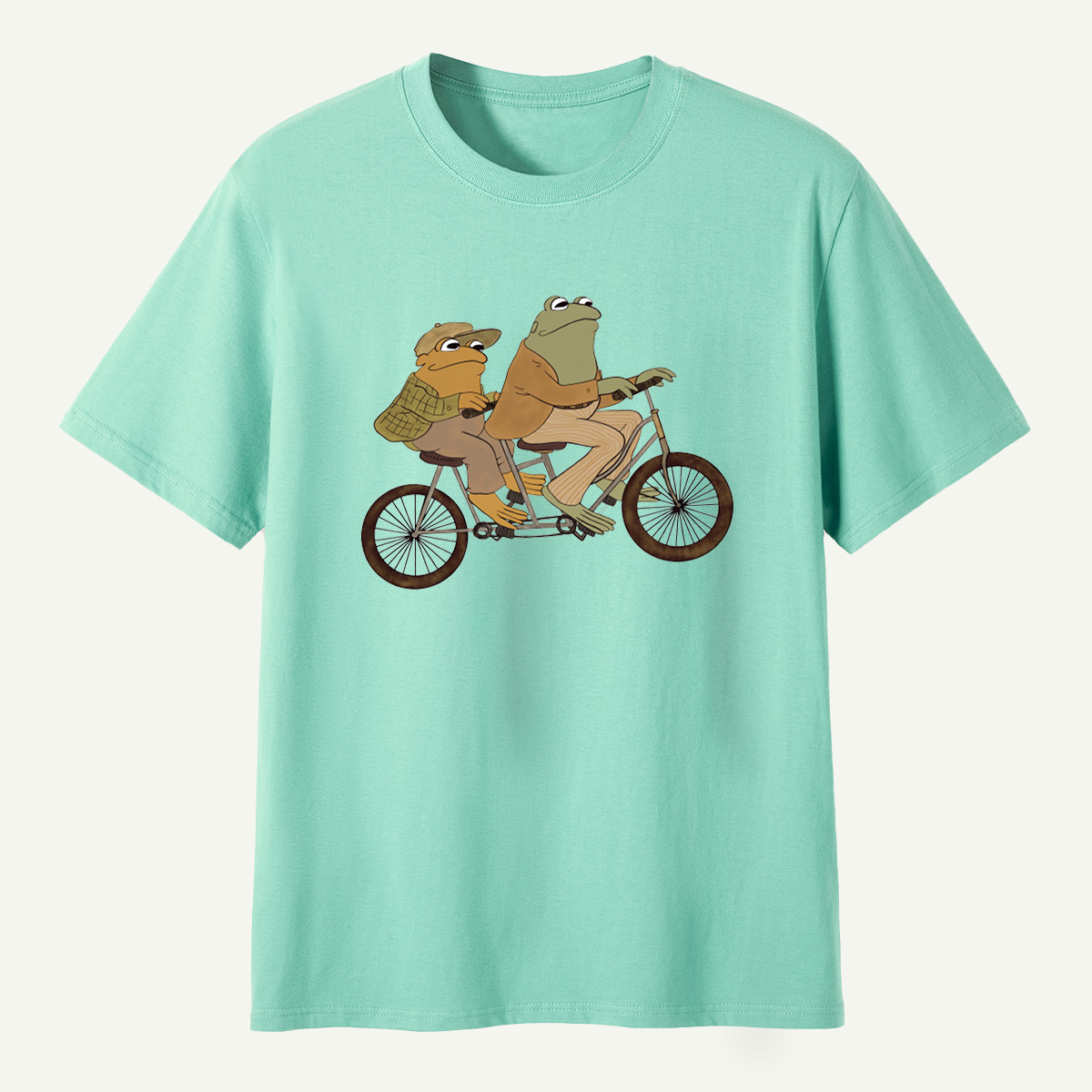 Vintage Frog Tandem Bicycle Whimsical Illustration T-Shirt