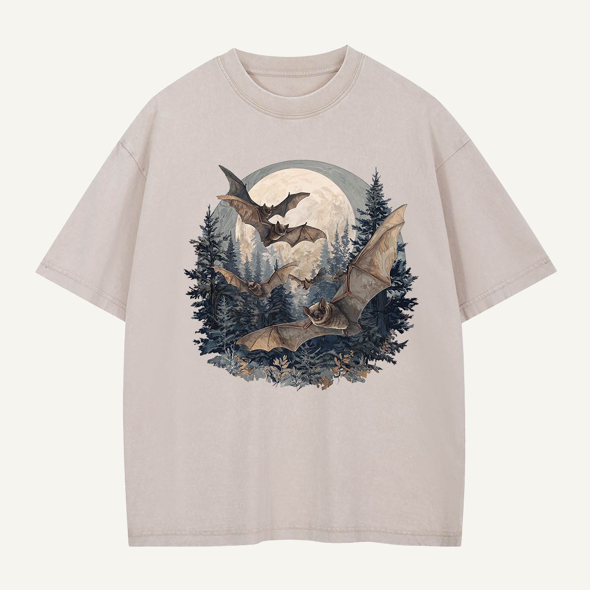 Moonrise Over the Bat Pines Washed T-Shirt
