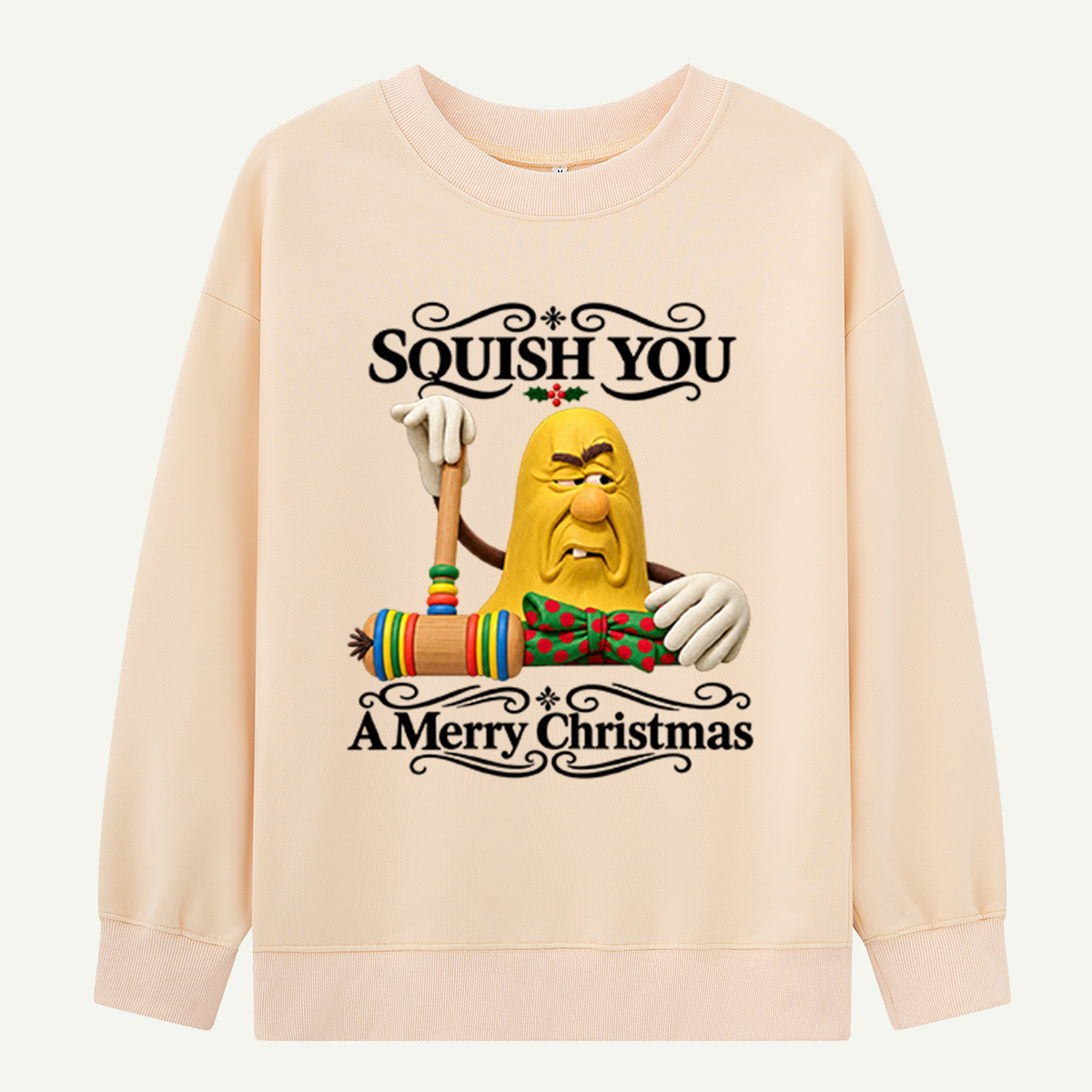 Squish You A Merry Christmas Funny Grumpy Banana Sweatshirts